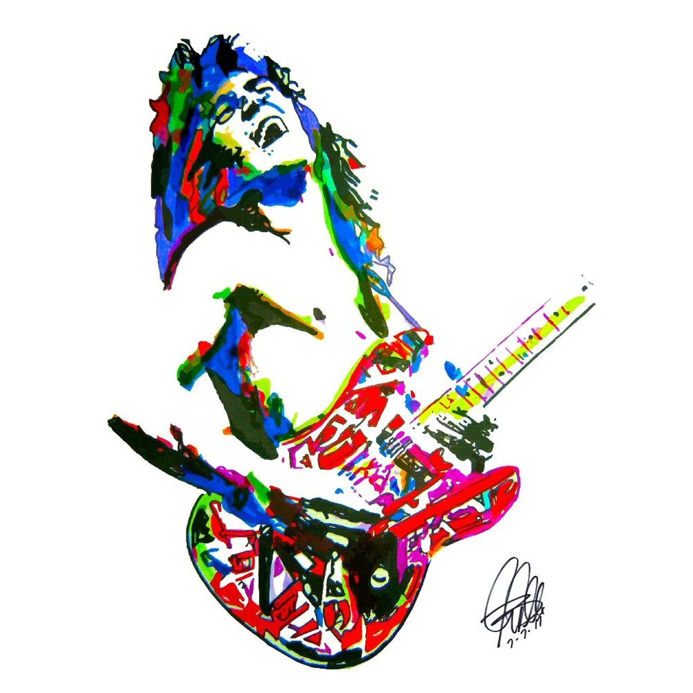 Eddie Van Halen Guitar Rock Music Poster Print Wall Art 18x24